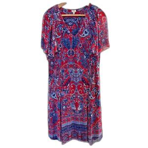 paisley midi dress women's large flutter sleeve boho prairie cottagecore